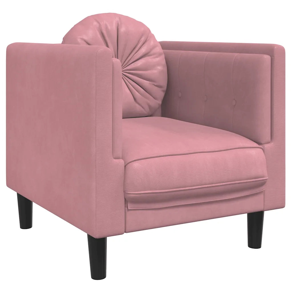 Divano Sedia-Poltrona con Cuscino Rosa in Velluto