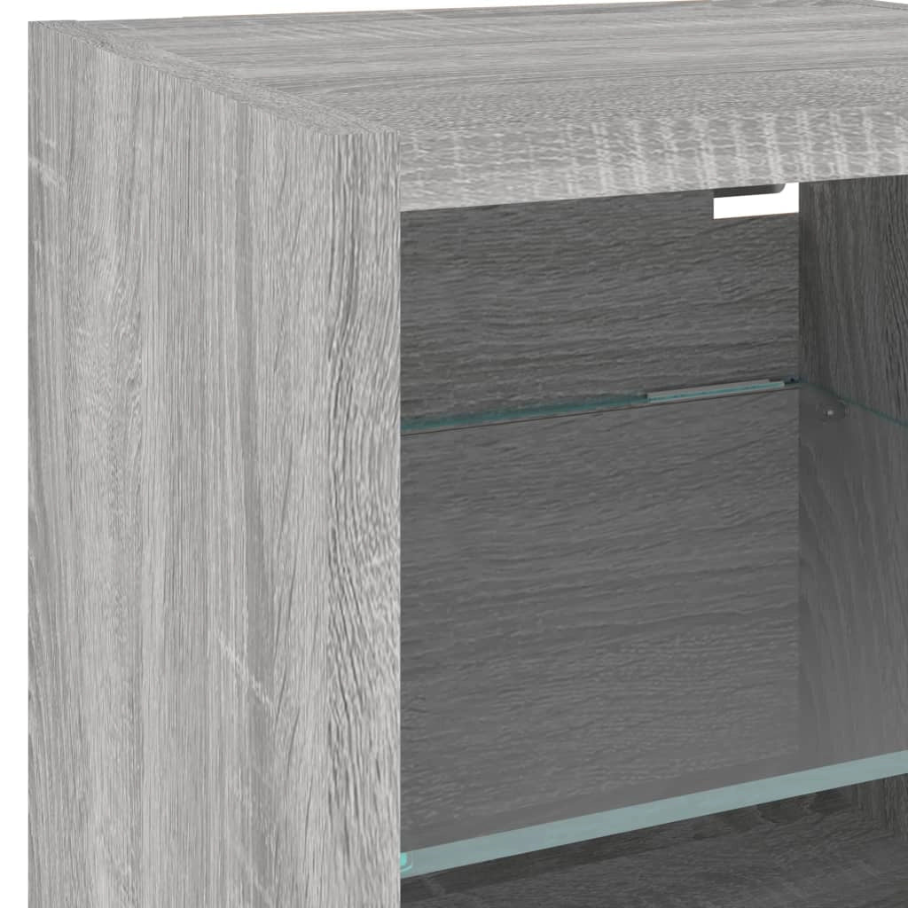 Mobile TV multimediale scaffale TV credenza mobile TV sala da pranzo soggiorno camera da letto con illuminazione a LED 7 pezzi legno ingegnerizzato Sonoma grigio 02_0029471