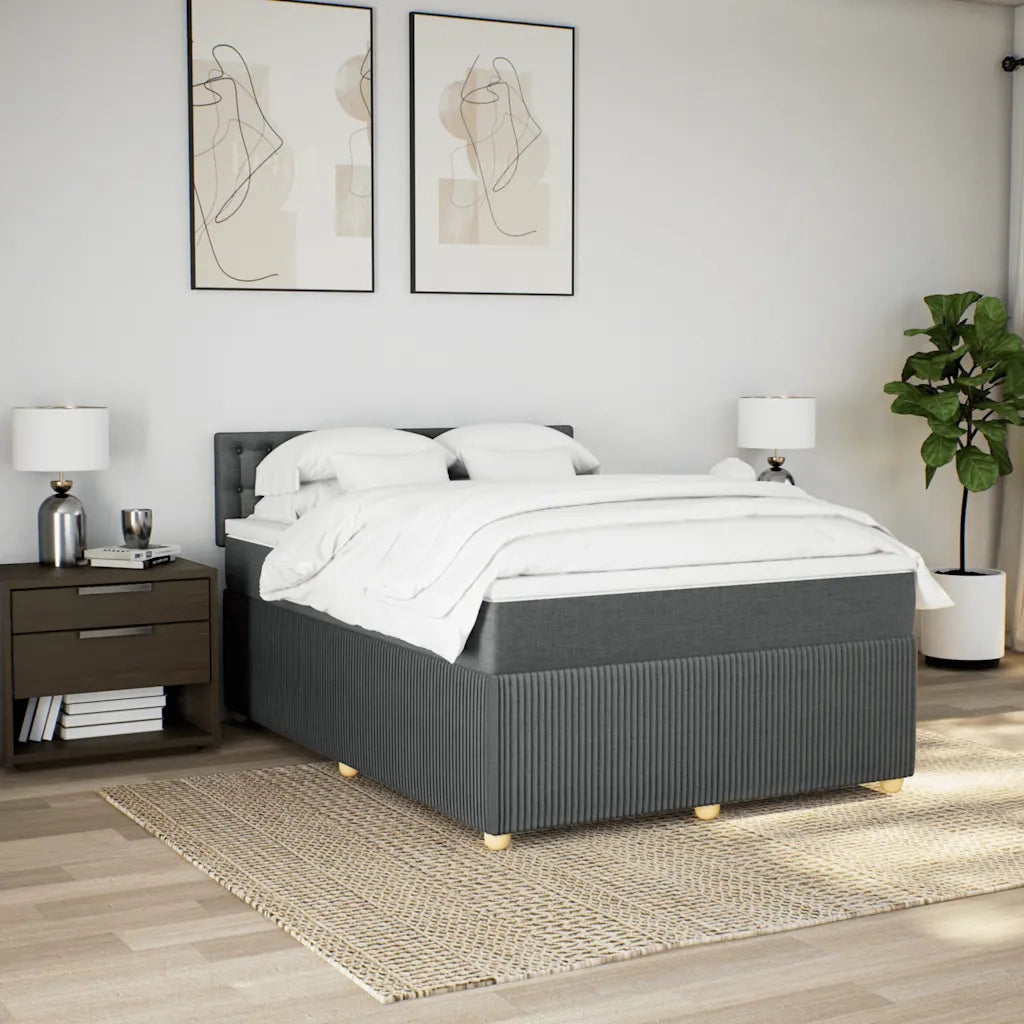 Giroletto a Molle con Materasso Grigio Scuro 140x200cm Tessuto 3287494