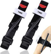 Tourniquet in doppio pacchetto, kit di primo soccorso con tourniquet, tourniquet 95 cm in nylon, tourniquet portatile per pronto soccorso, unico dispositivo di emergenza esterno, adatto per campeggio, escursioni, arrampicate e sport all'aperto