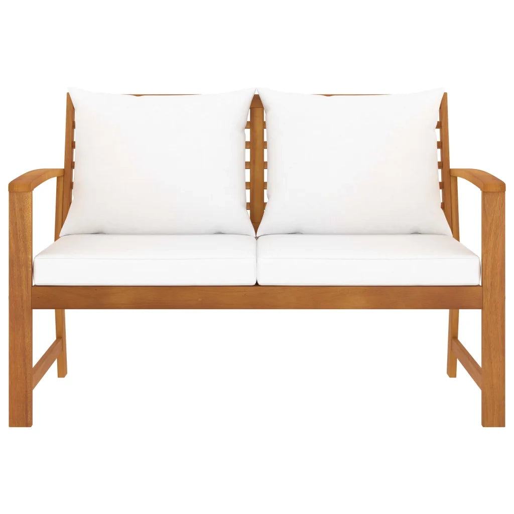 Panchina da Giardino | Panca da Giardino 120 cm con Cuscino Crema in Legno di Acacia