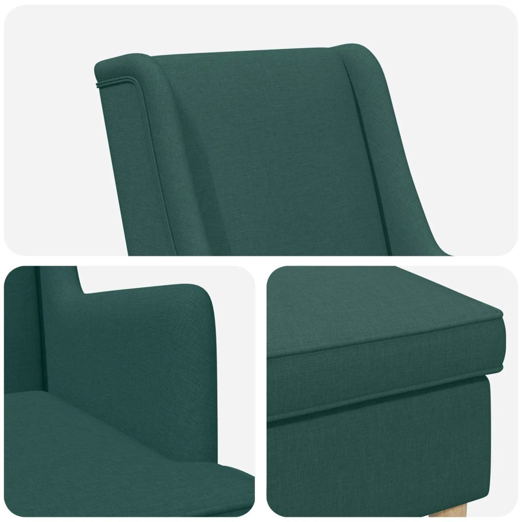 Poltrona con Ottomano 2 pz Verde Scuro Tessuto 3418814