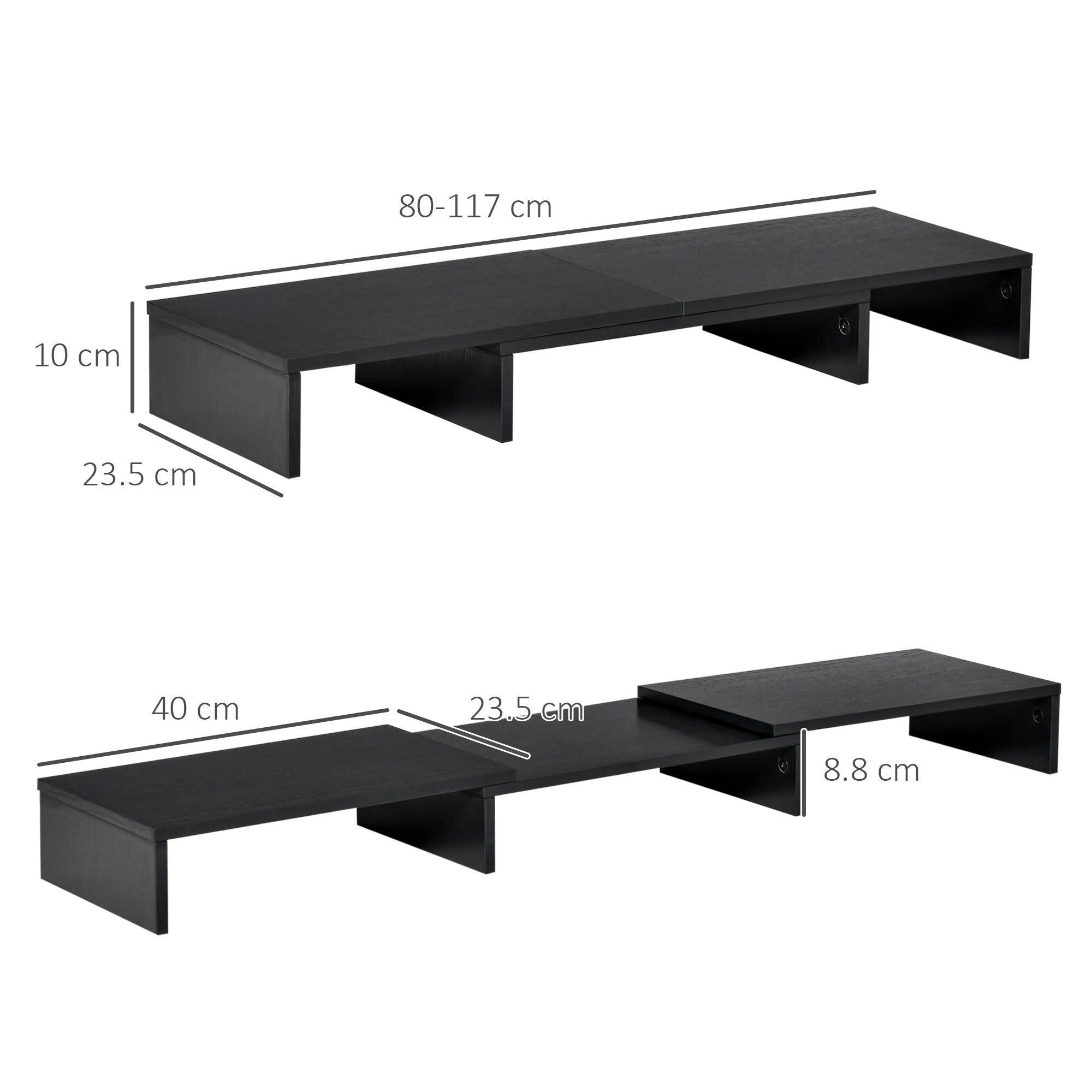 Supporto Monitor 80-117x23,5x10 cm in MDF Nero