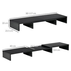 Supporto Monitor 80-117x23,5x10 cm in MDF Nero