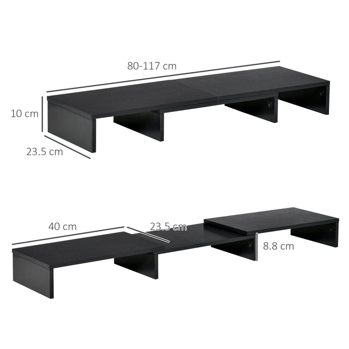 Supporto Monitor 80-117x23,5x10 cm in MDF Nero