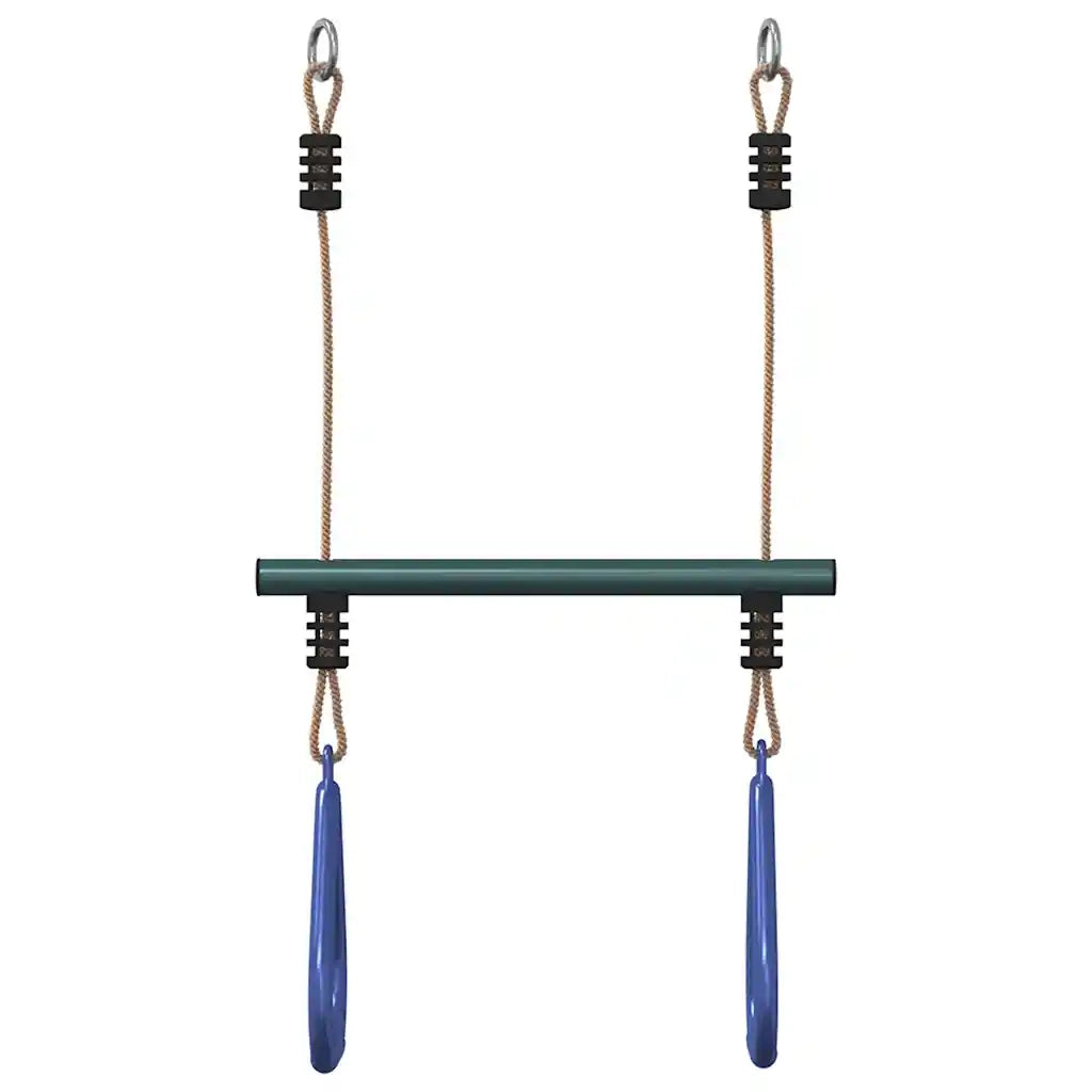 Barra Trapezio con Anelli per Bambini Blu e Verde in Acciaio