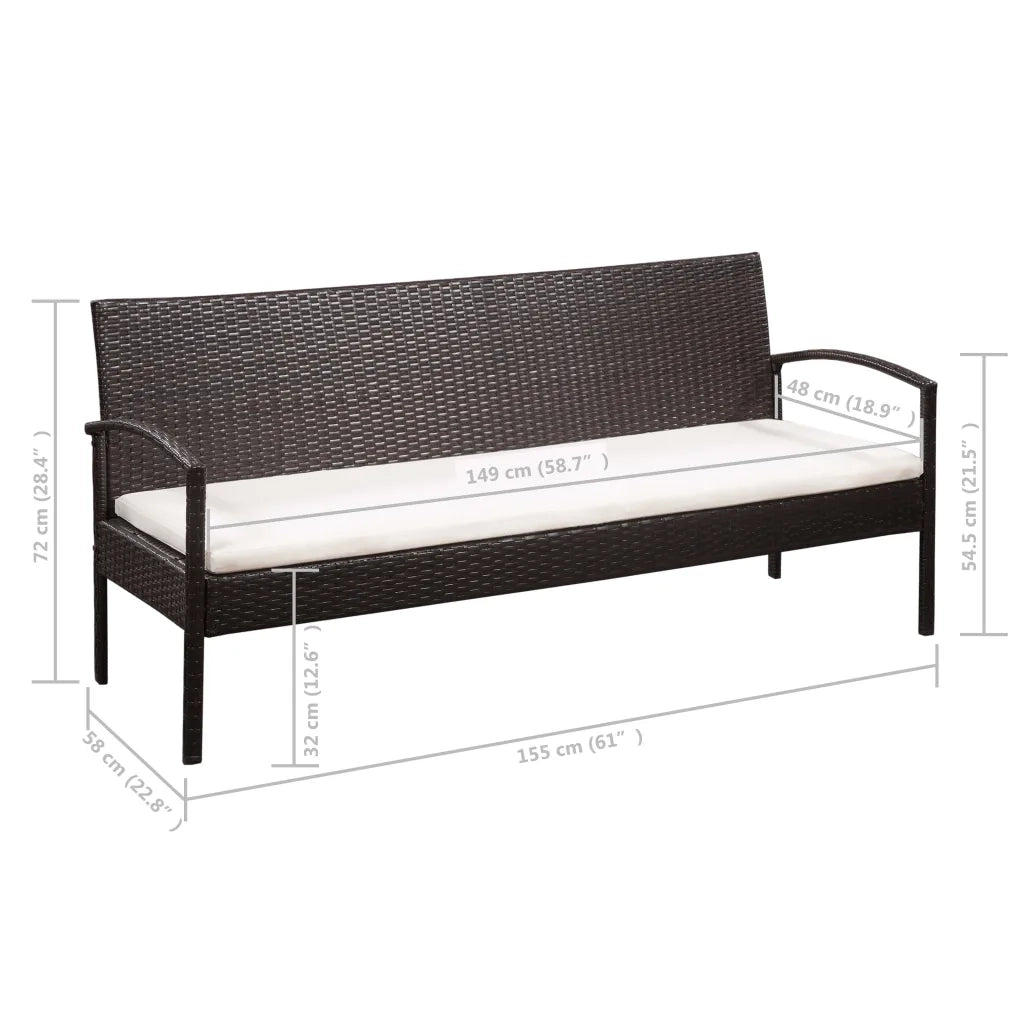 Set Divani da Giardino 5 pz con Cuscini in Polyrattan Nero 44185