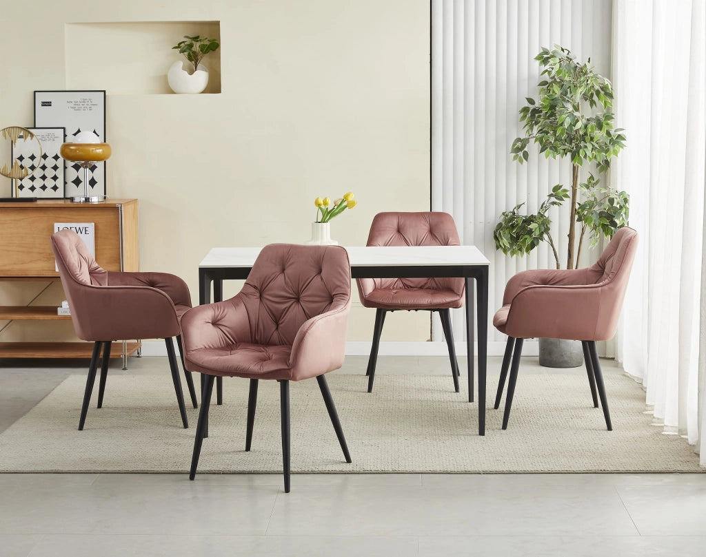 Sedia VALORA LUKK - Elegante velluto rosa per soggiorno, cucina, sala da pranzo