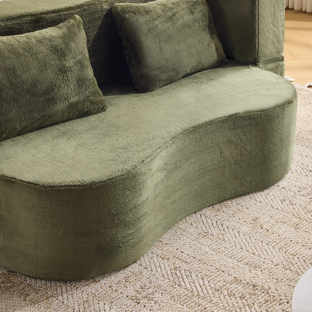 Divano letto pieghevole 2 in 1 - con 2 cuscini e funzione materasso - in schiuma - verde