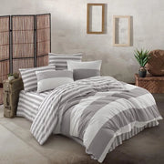 Set di coperte da letto, 200 x 200 cm, grigio, impermeabile, set di coperte da letto rinforzato con 1 coperta da letto 200 x 200 cm e 2 cuscini 80 x 80 cm, bianco, grigio