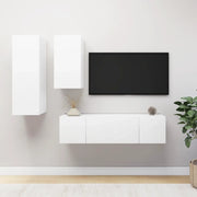 Set di Mobili Porta TV 4 pz Bianco in Legno Multistrato 3078731