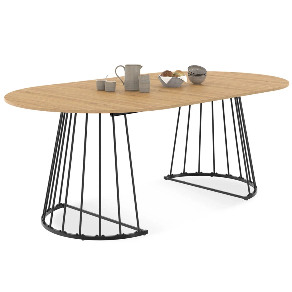 IDMarket - YUNA tavolo da pranzo rotondo allungabile 4-10 persone legno e nero 110 - 200 cm