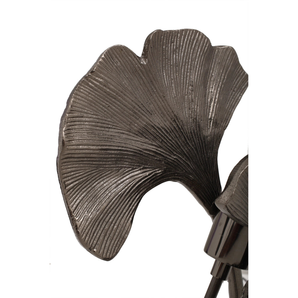 Lampada da tavolo Cosima in alluminio nero a forma di Ginkgo