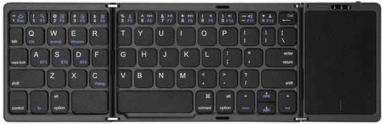 Tastiera Bluetooth Portatile - Ripiegabile - Senza Fili - Touchpad - Compatibile con Tablet/Smartphone/PC - Funzione di Risveglio Automatico