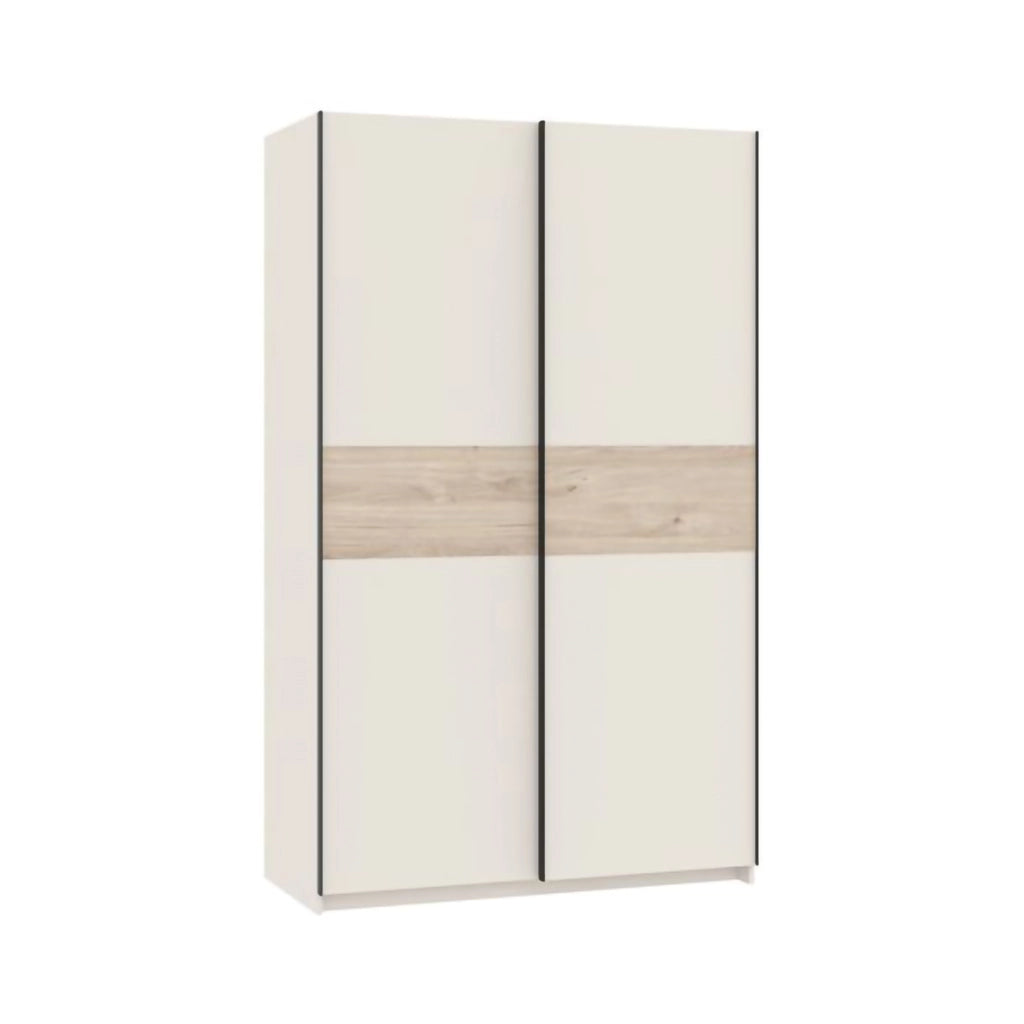 Armadio Camera da Letto Maba, Guardaroba 2 Ante 2 Ripiani, 120x204h cm Beige Cashmere