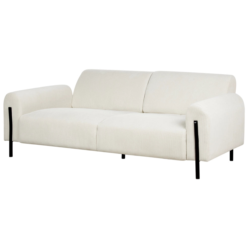 Divano 3 posti rivestito in velluto bianco schienale regolabile stile moderno