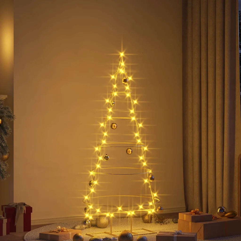 Albero di Natale | Decorazioni natalizie in metallo con supporto Oro 148 cm