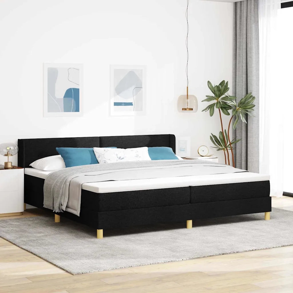 Letto a molle con materasso Nero 200 x 200 cm Tessuto 3341316