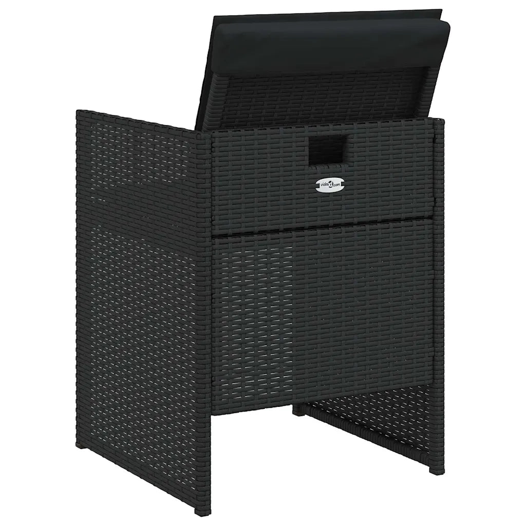 Set da Pranzo da Giardino 5 pz | Set Salotto da Giardino Nero con Cuscini in Polyrattan