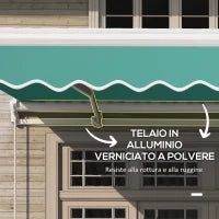 Tenda da Sole per Esterno Avvolgibile a Manovella in Metallo e Alluminio, 4x2.5m, Verde Scuro