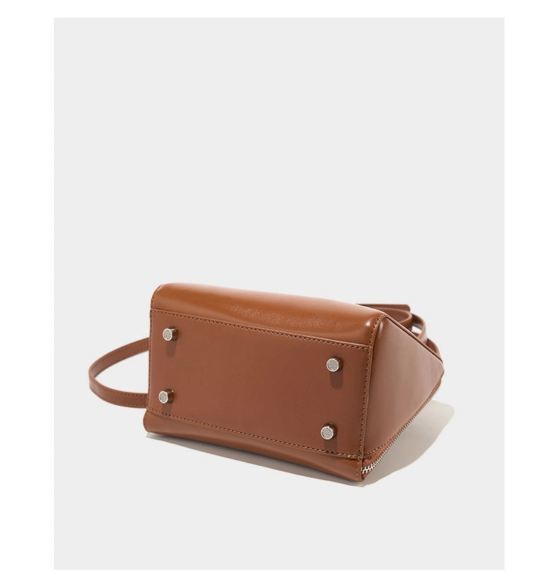 Borsa a tracolla da donna in vera pelle, morbida, stile vintage, marrone.
