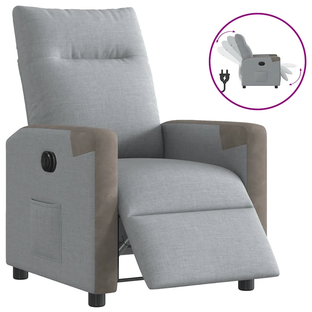 Poltrona Elettrica Reclinabile Grigio Chiaro in Tessuto 3324080