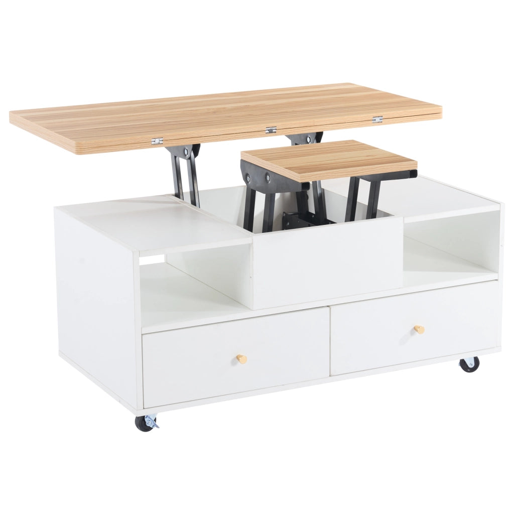 Tavolino da salotto regolabile in altezza - Zephmum- 100x50x47.5cm- 4 cassetti e tavoli idraulici