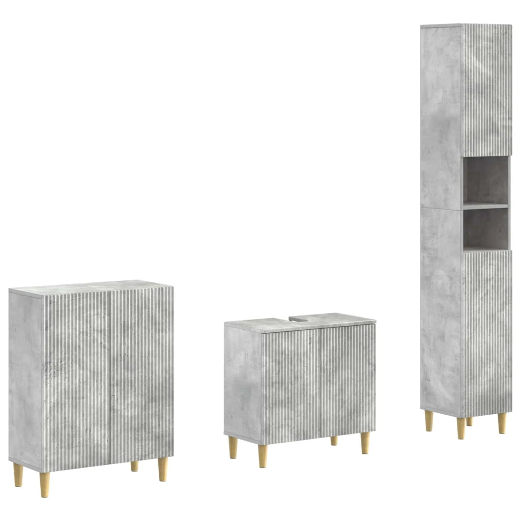 Set di armadietti da bagno in 3 pezzi ARNHEM Grigio Cemento 3417444