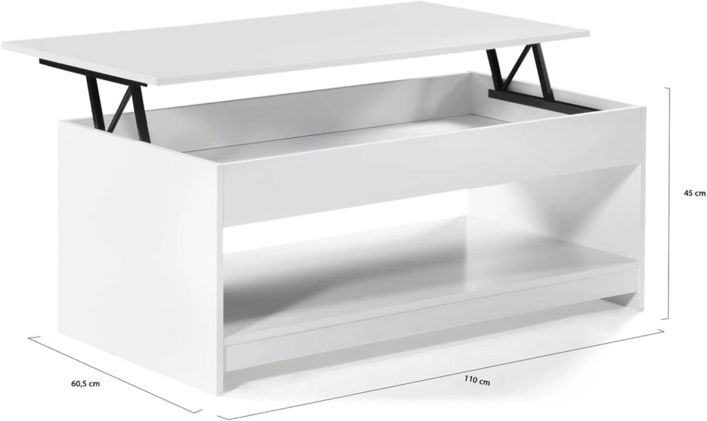 Tavolino con piano sollevabile in legno SOA bianco