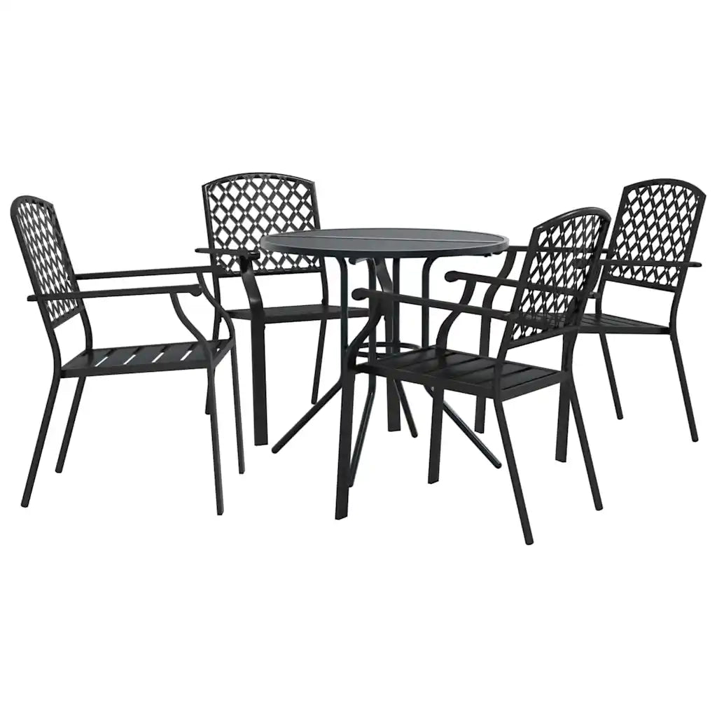 vidaXL Set Sedie Giardino Impilabili 5pz Antracite Acciaio Verniciato