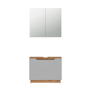 Vicco Set di mobili da bagno Rovere/grigio a righe 2 parti