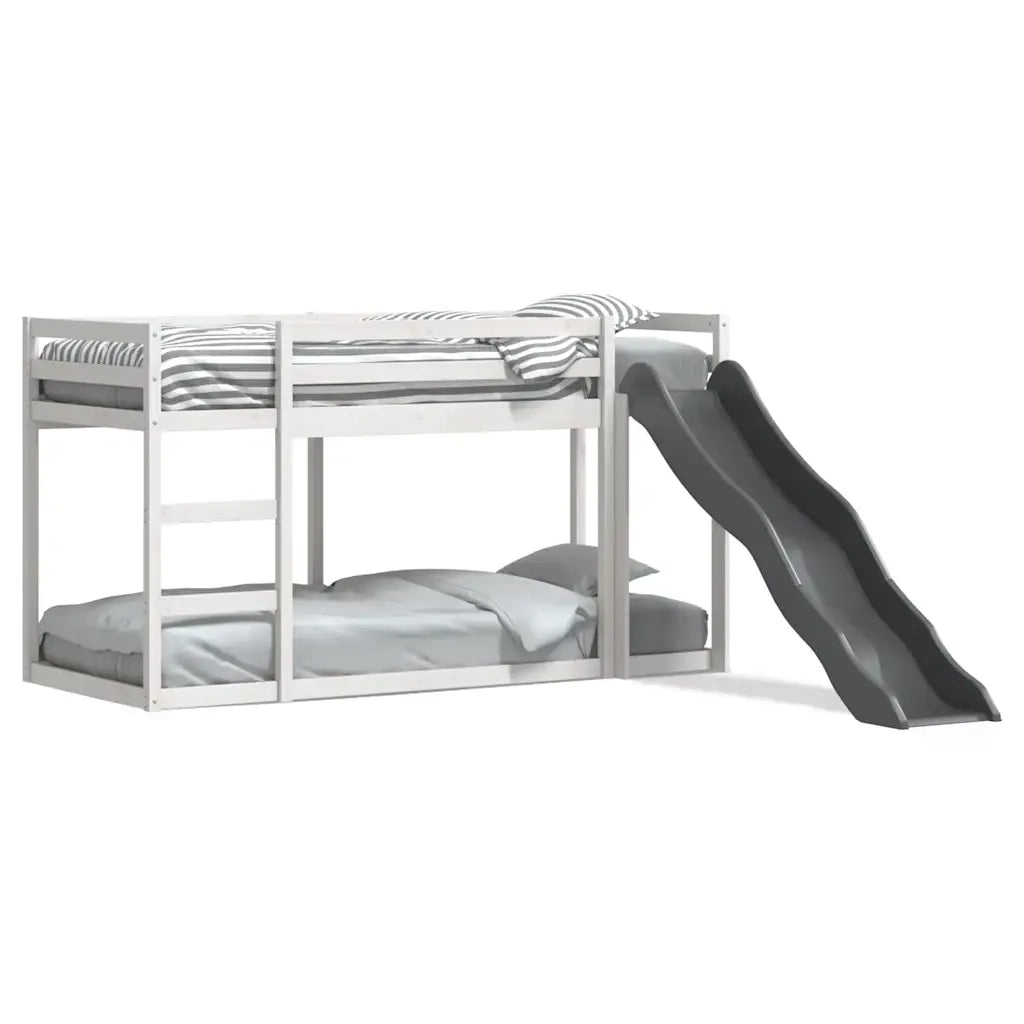 Letto a Castello Scivolo e Scala Bianco 90x200 cm Legno di Pino 3284243