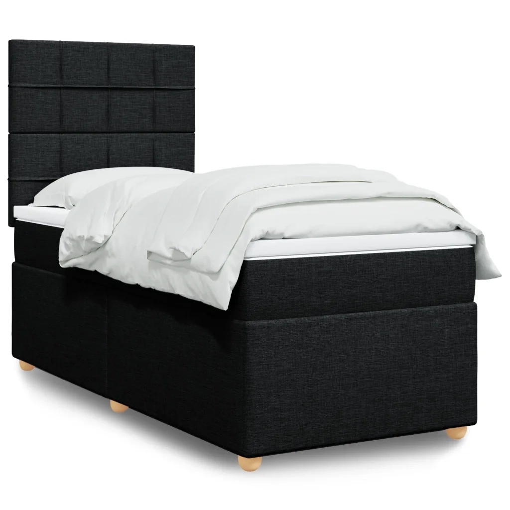 Giroletto a Molle con Materasso Nero 100x200 cm in Tessuto