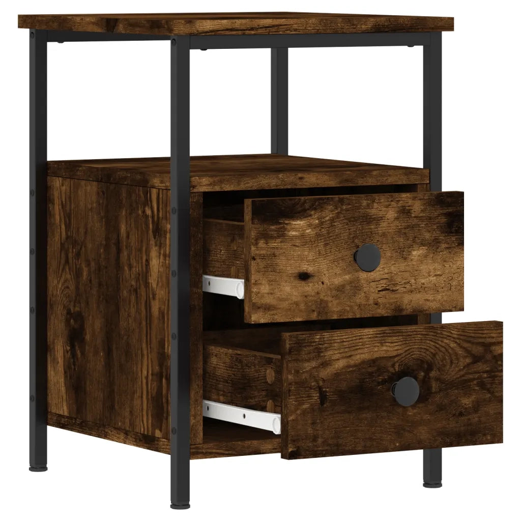 Set di 2 Comodini | Armadio da Notte | Mobiletto da notte Rovere Fumo 34x35,5x50 cm in Legno Multistrato