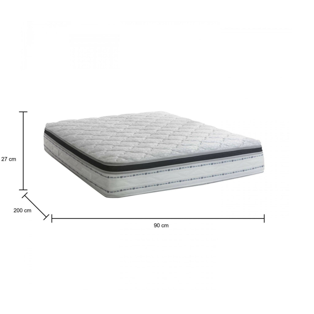 Materasso singolo Adrano, Sfoderabile in Memory Foam+Gel e Molle insacchettate, 100% Made in Italy, Antiacaro e Anallergico, cm 90x200 h27