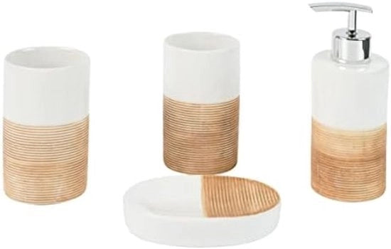 Set di accessori da bagno 4 pezzi - dispenser di sapone in ceramica e set di conservazione