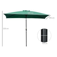 Ombrellone Rettangolare 2x3 m Pieghevole e Regolabile con Manovella, in Alluminio e Poliestere, Verde e Nero