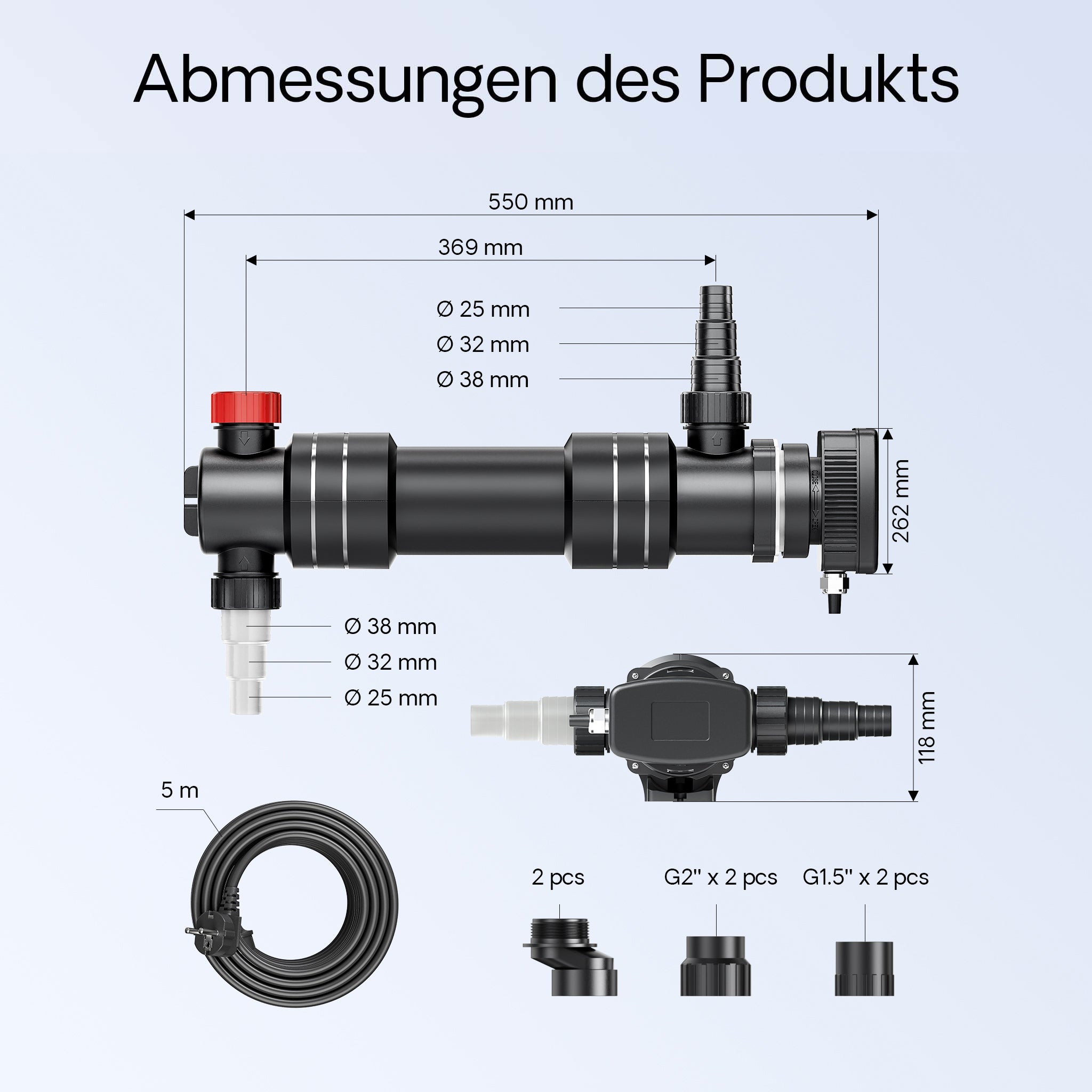 CUV-636 Chiarificatore acqua per laghetti 36W Sterilizzatore UVC