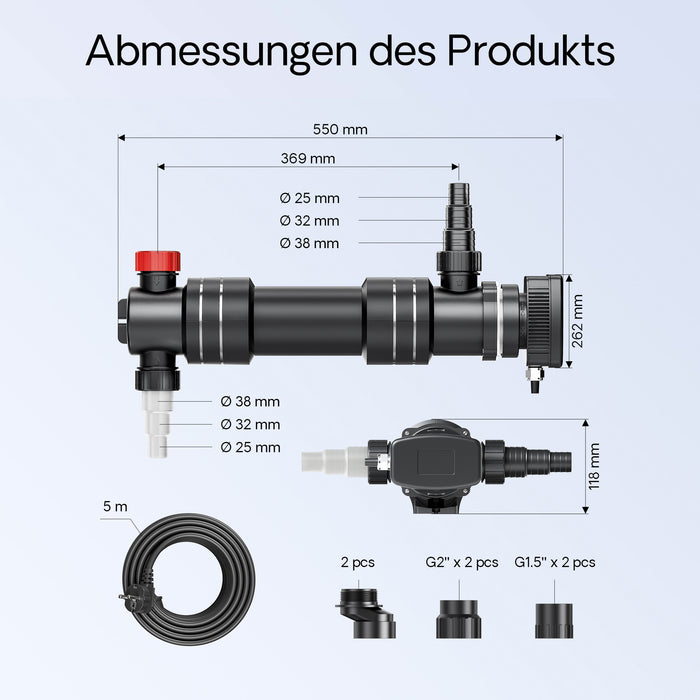 CUV-636 Chiarificatore acqua per laghetti 36W Sterilizzatore UVC
