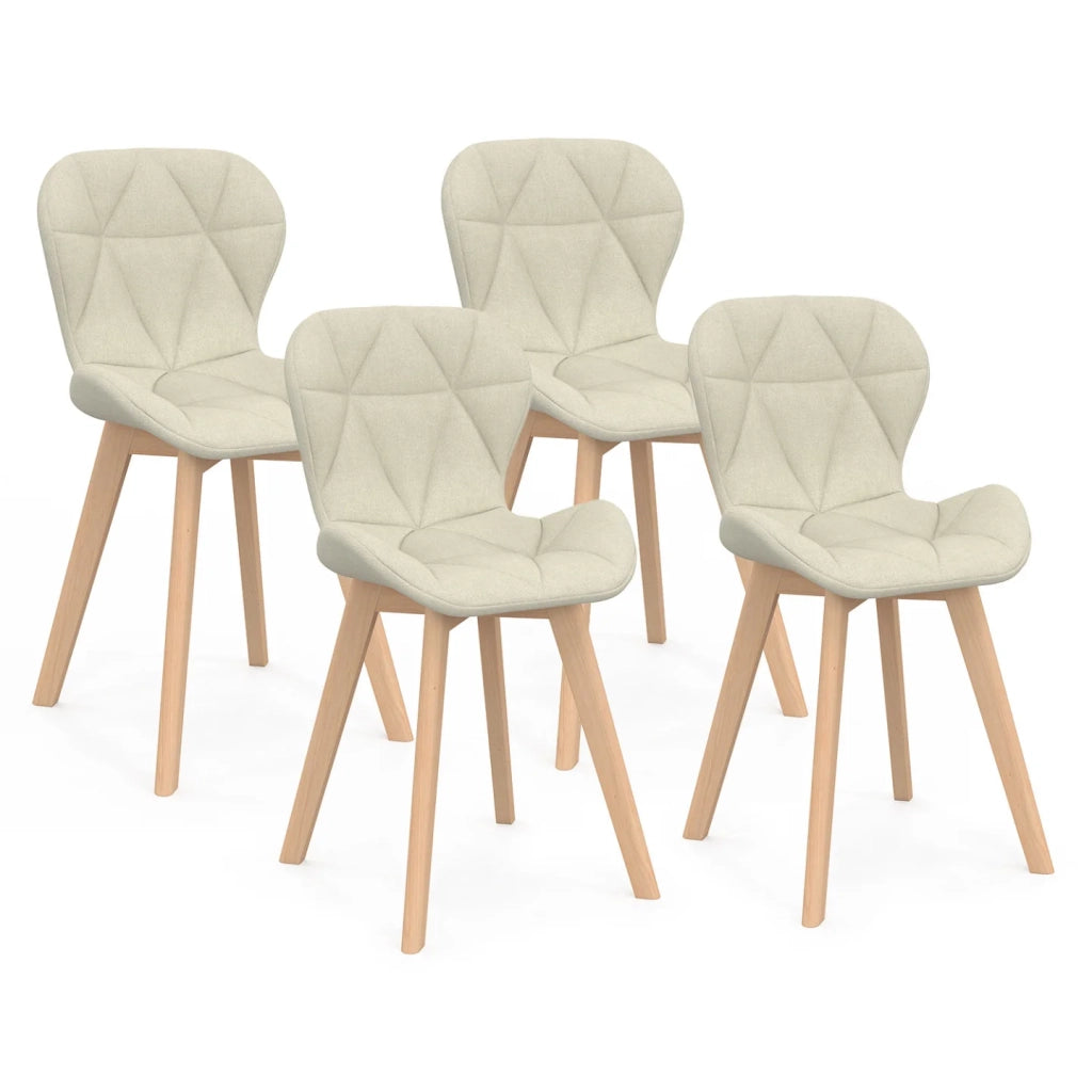 IDMarket - Set di 4 sedie da pranzo in tessuto beige ROBINE