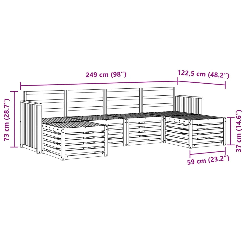 Set divani 6 pcs Naturale Legno di Acacia Massello