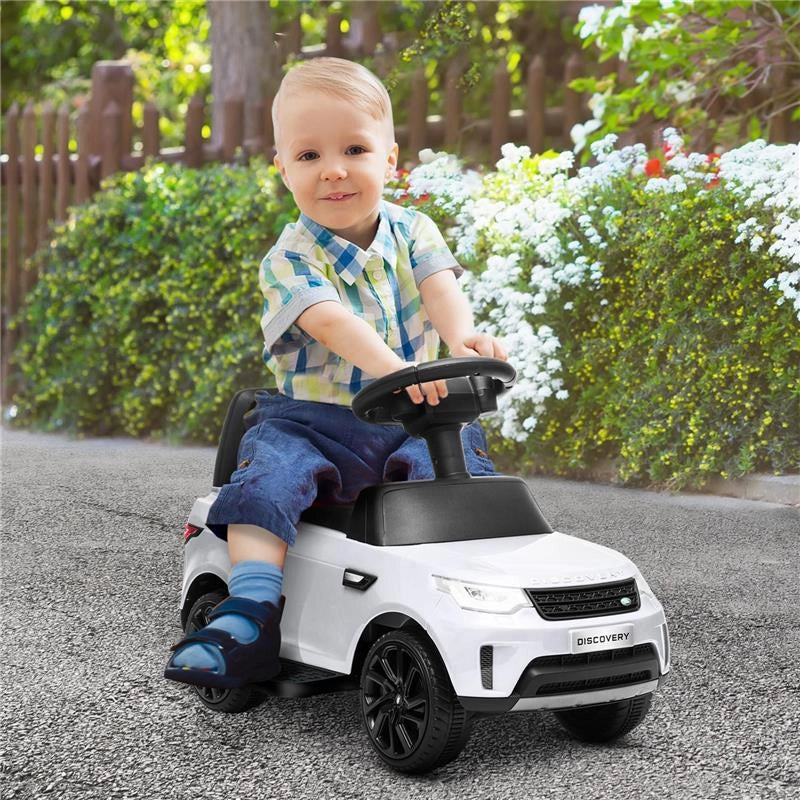MACCHINA PER BAMBINI CON LICENZA LAND ROVER 6V FUNZIONAMENTO ELETTRICO E A SPINTA VELOCITÀ 3KM/H BIANCO
