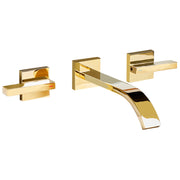 Rubinetto Miscelatore per lavabo a parete in ottone oro 3 fori per rubinetti doppia leva