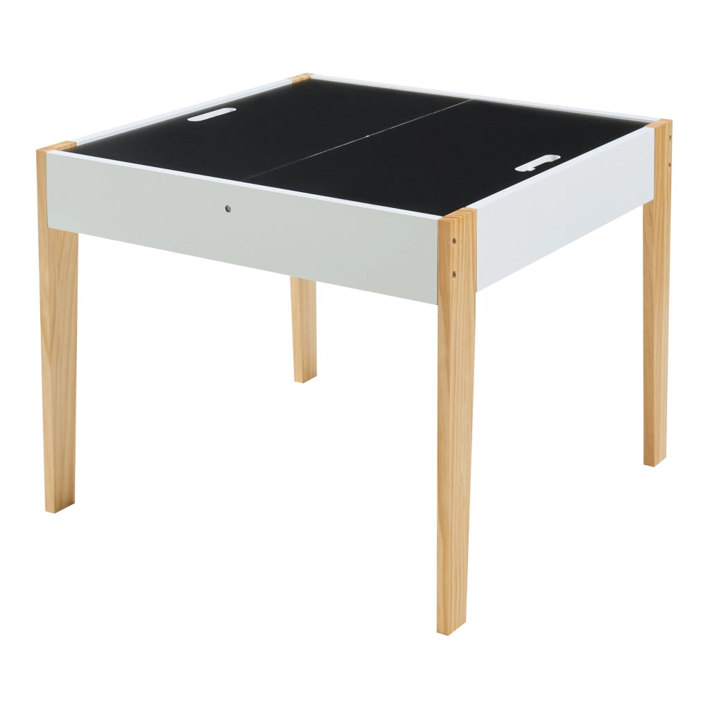 Set Mobili Smedjebacken per Cameretta Tavolo con Lavagne Rimovibili e 2 Sedie - Bianco / Naturale [en.casa]