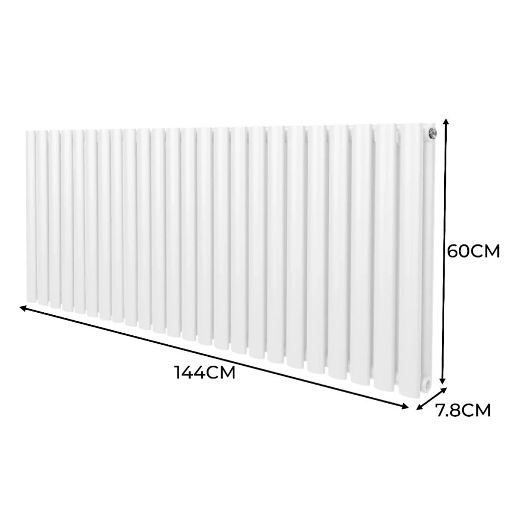 Radiatore a colonna ovale e valvole cromate TRV Designer bianco 600 mm x 1440mm
