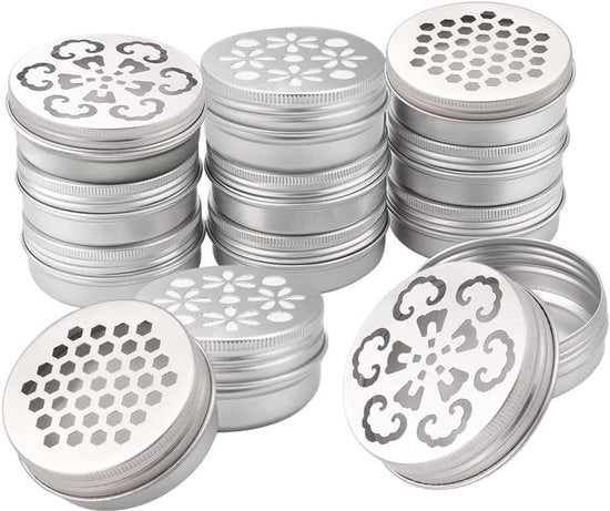 Buste di Alluminio 12 pezzi - Buste Ronde - Buste Vacanti con Coperchio - Contenitori per Aromaterapia - Contenitori per Rinfrescare l'Aria - Capacità 60 ml