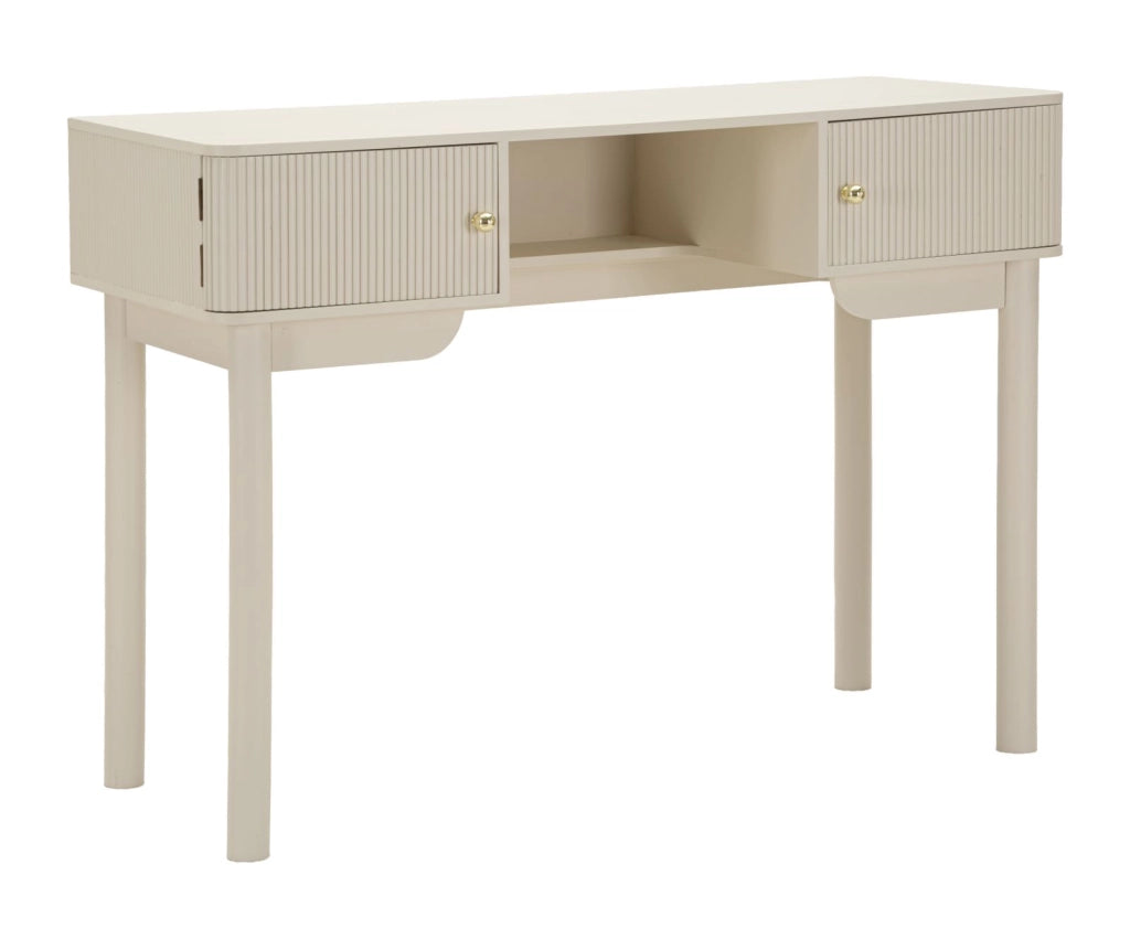 Toletta Shy Bianca e Oro 110 cm - Design Moderno con Texture Verticali, Struttura in Legno di Pino e Ferro, Stile Minimalista - 1429140000