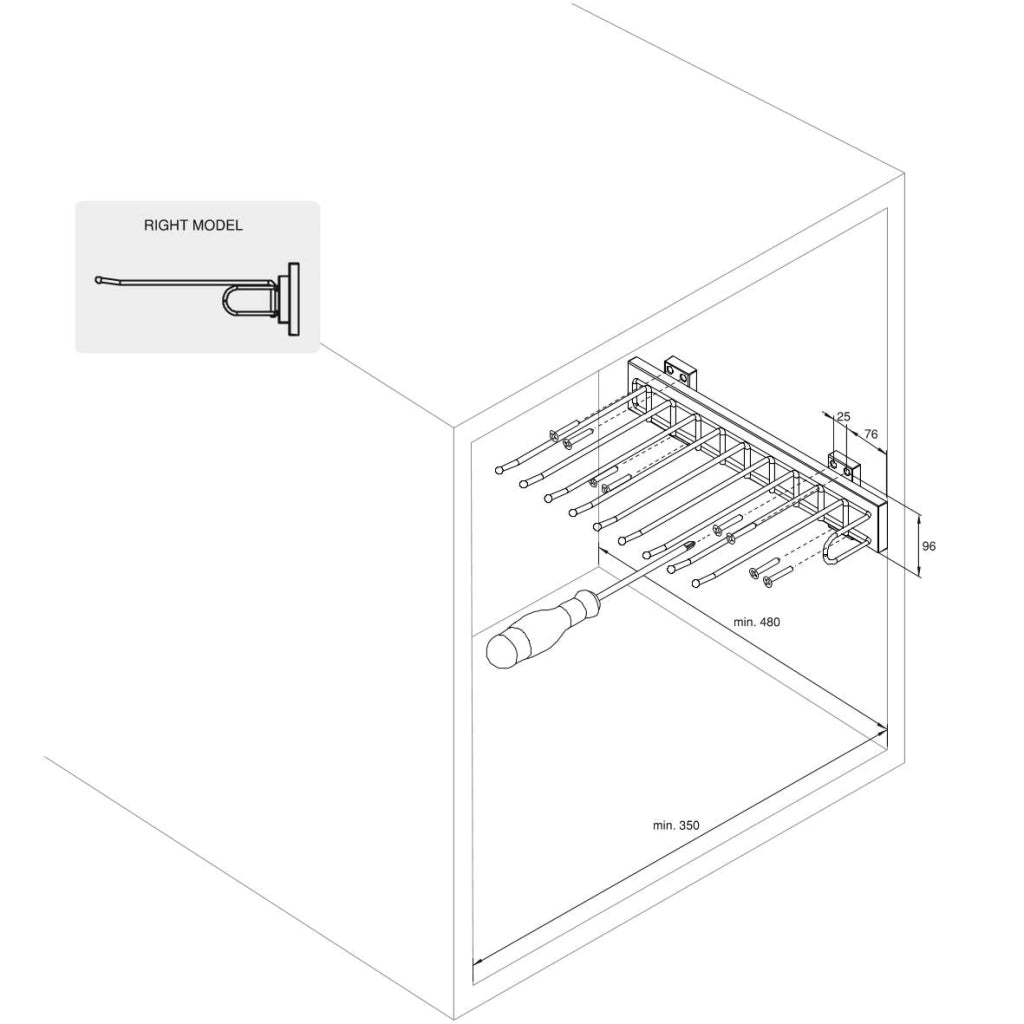 Porta Pantaloni Self Montaggio Laterale per Armadio Acciaio e Tecnoplastica Emuca