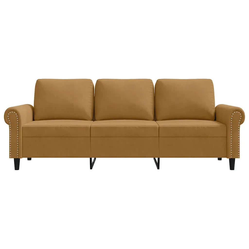 Divano a 3 Posti Marrone 180 cm in Velluto 359546