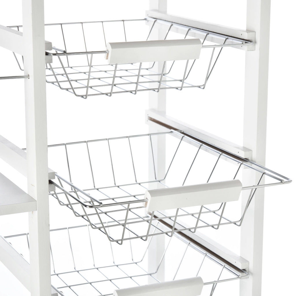 Carrello da Cucina Salvaspazio Portavivande con Piano di Lavoro ¨C Zephmum ¨C Legno Bianco 47x37x83cm